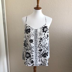 Black & white floral racerback tank top